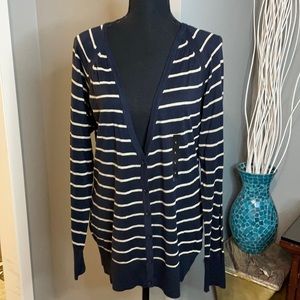 Banana Republic Navy & Gold Metallic Cotton Blend Cardigan